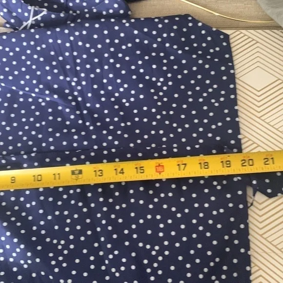 NWT White Dots on Blue Maxi Dress Size L - Picture 8 of 10